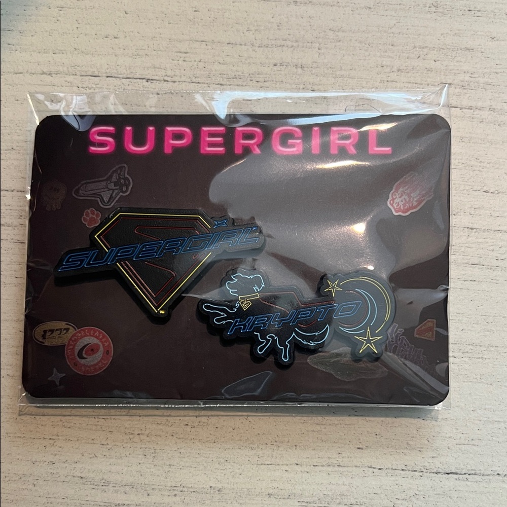 Warner Bros. Supergirl Enamel Pin Set - Black, Pink, Gold, Blue